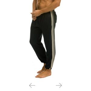 Aviator Nation 5 STRIPE SWEATPANTS - CHARCOAL // GREY